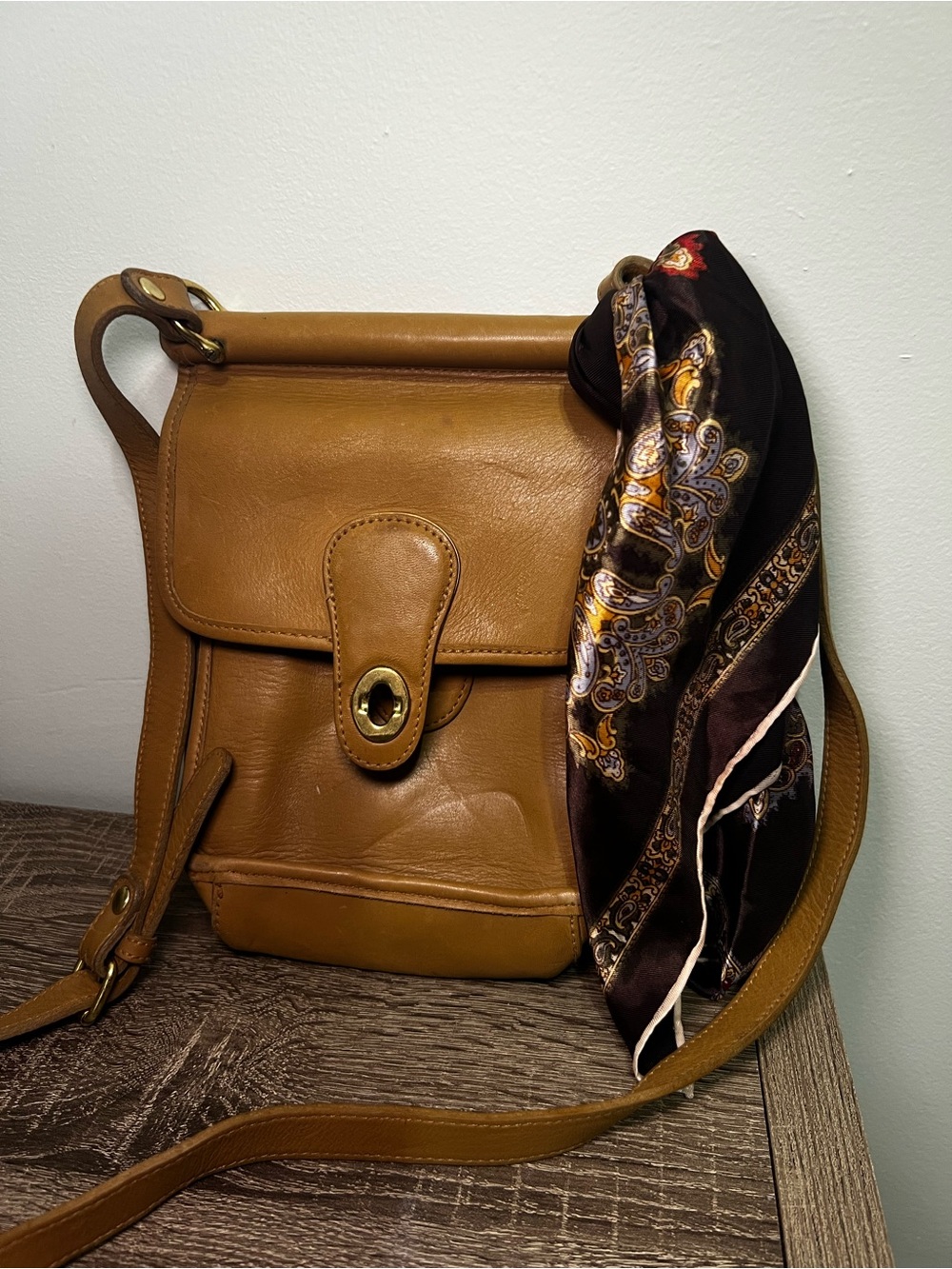 Classic Tan Leather Crossbody Bag